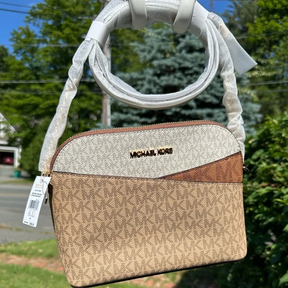 Michael Kors Jet Set color block crossbody Camel NWT - Picture 3 of 12